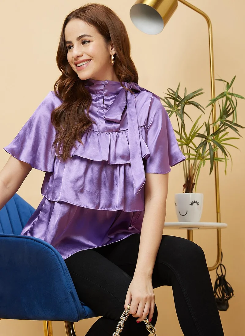 globus Globus Women Flared Sleeves Layered Satin Top