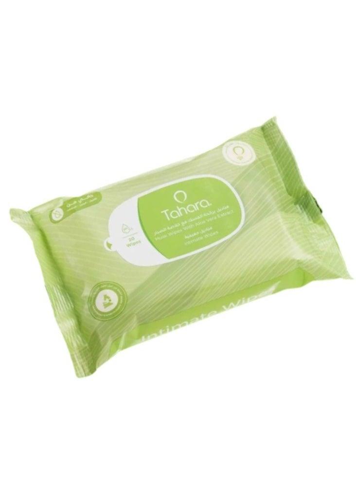 TAHARA Intimate Musk wipes With Aloe Vera Extract pack contains 20 Pieces wet scented Feminine Wipes 4g  - Image 1