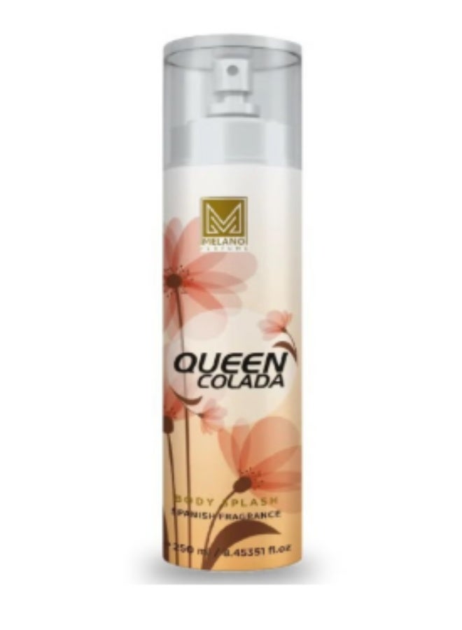 كوين معطر الجسم بادي سبلاش كوين كولادا الفاخر من علامة ميليان في عبوة مائتين وخمسين مل بتركيبة عطرية ساحرة ومنعشة تدوم طويلاً لتمنحكِ إحساساً ملكياً بالنظافة والأنوثة ولمسة من الترطيب اللطيف على البشرة في كل رشة - Image 1