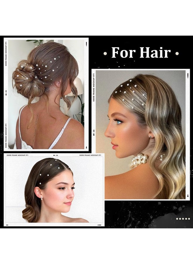 BELLEBOOST 1982 Pcs Of Pearl Stickers 3/4/5/6/8/10Mm Beige Half Round Pearls Self Adhesive Face Gems, Stick On Body Crystal Beads With Quick Dry Makeup Glue For Face Eye Hairmake Up And Craft Diy Decorations  - Image 4