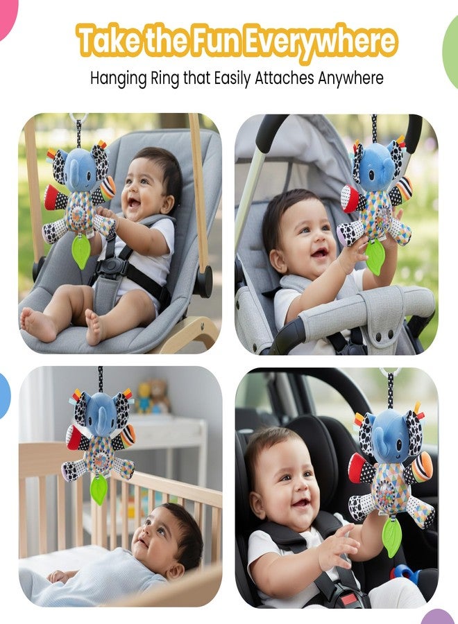 Nuluv Activity Elephant Soft Stroller Toy for Babies, Crinkle Sound, Rattle and Teether, Sensory Development Toy, Baby-Safe Activity Toy for Touch, Hearing and Teething, for Babies 3+ Months - Image 2