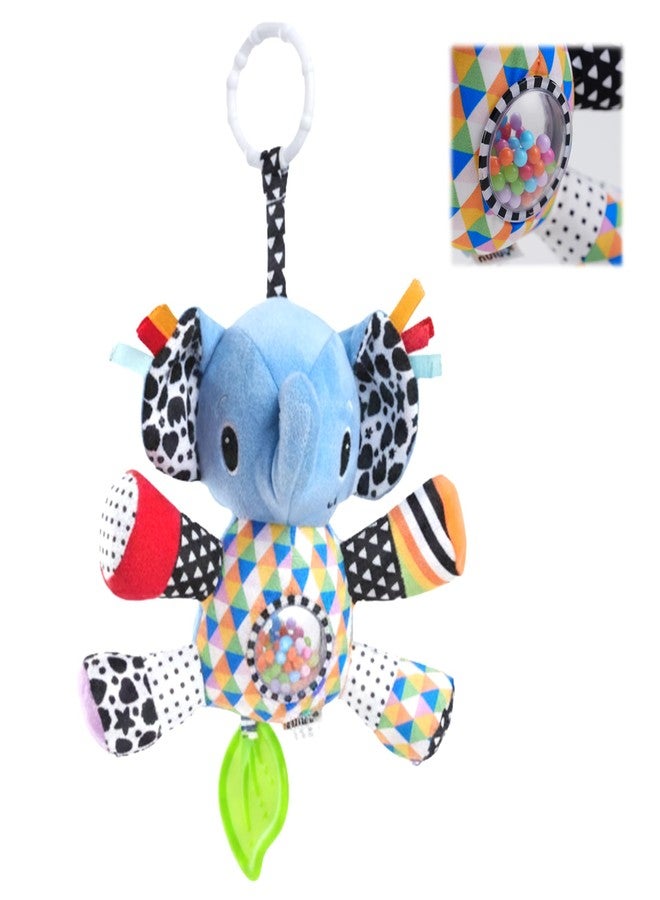 Nuluv Activity Elephant Soft Stroller Toy for Babies, Crinkle Sound, Rattle and Teether, Sensory Development Toy, Baby-Safe Activity Toy for Touch, Hearing and Teething, for Babies 3+ Months - Image 1