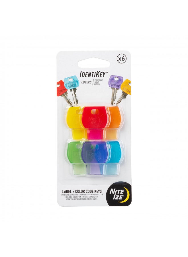 NITE IZE Nite Ize IdentiKey Covers, Color Coded ID Key Labels, Key Identifier Caps, Assorted 6 Pack  - Image 1