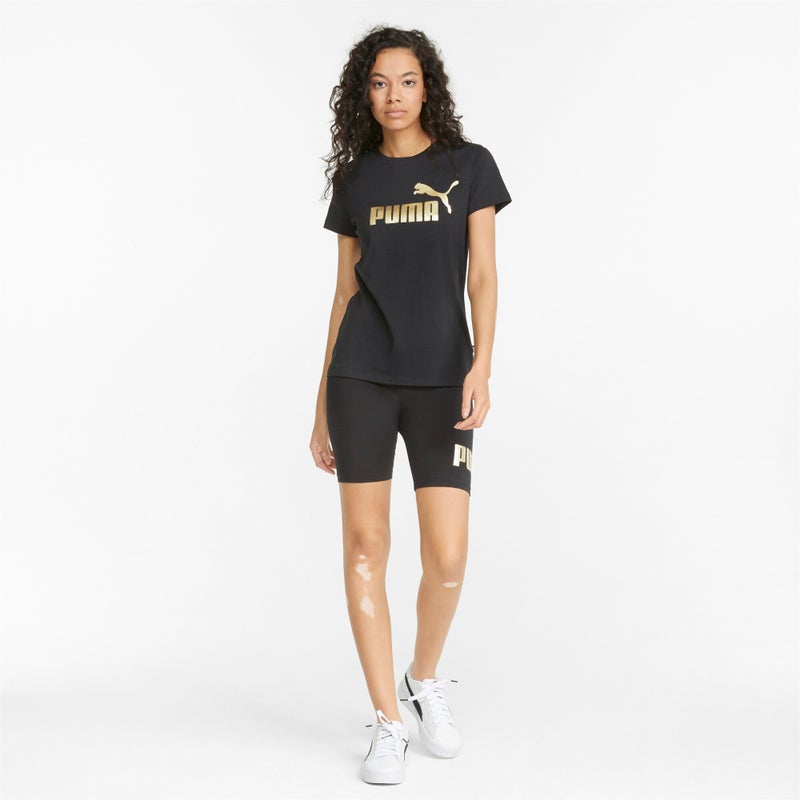 PUMA Essentials+ Metallic Logo Womens Black T-shirt - Image 3