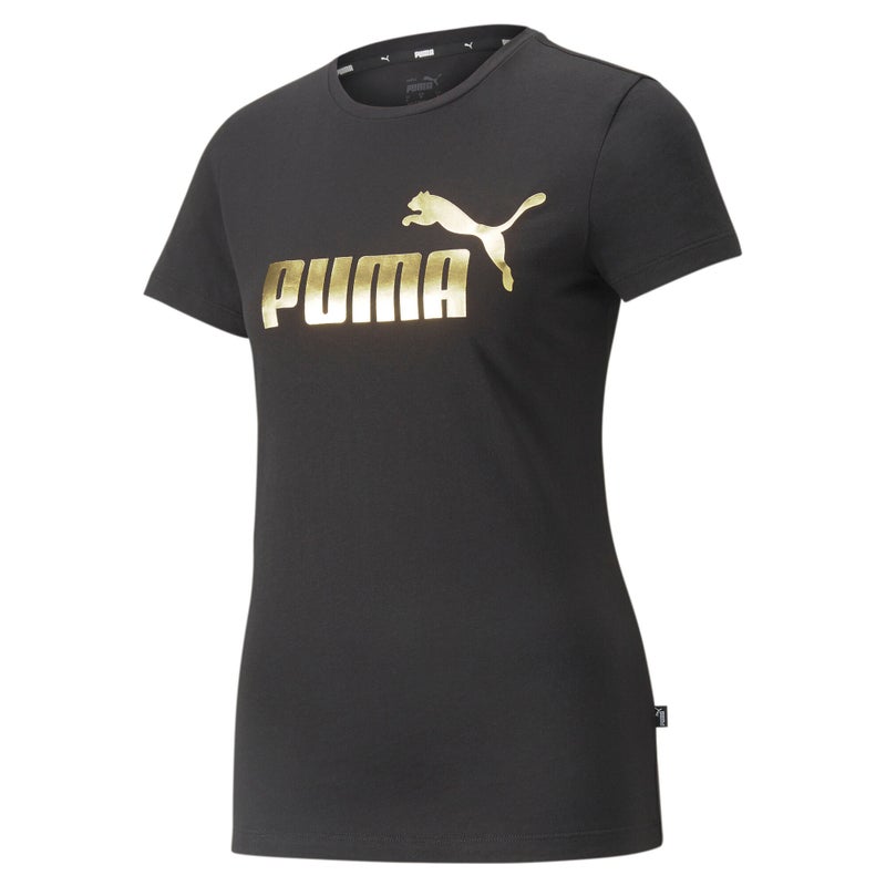 PUMA Essentials+ Metallic Logo Womens Black T-shirt - Image 4