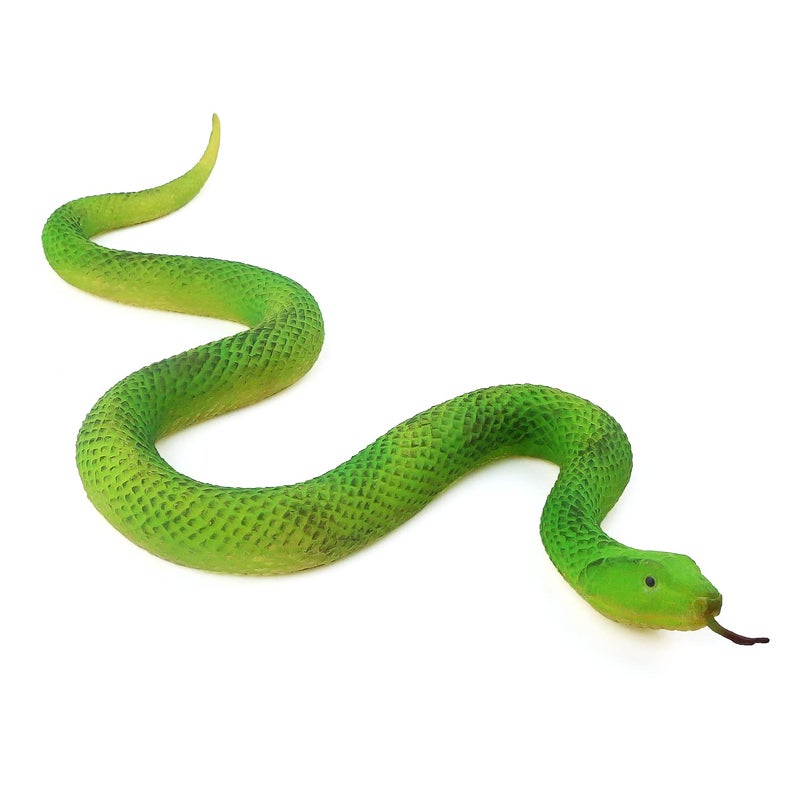 SIENON Realistic Fake Snakes Toy Soft Rubber Snake Figure Garden Scare Birds and Squirrels Green Poisonous Snake Figurines Stress Relief Gag Toys Halloween Party Favors Decoration Prank Props - Image 3