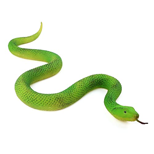 SIENON Realistic Fake Snakes Toy Soft Rubber Snake Figure Garden Scare Birds and Squirrels Green Poisonous Snake Figurines Stress Relief Gag Toys Halloween Party Favors Decoration Prank Props - Image 1
