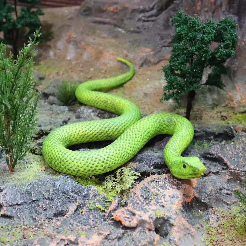 SIENON Realistic Fake Snakes Toy Soft Rubber Snake Figure Garden Scare Birds and Squirrels Green Poisonous Snake Figurines Stress Relief Gag Toys Halloween Party Favors Decoration Prank Props - Image 5