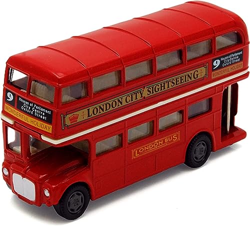 MOTORMAX London Double Decker Bus , Red - Motormax 76002 - 4.75" Diecast Model Toy Car - Image 1