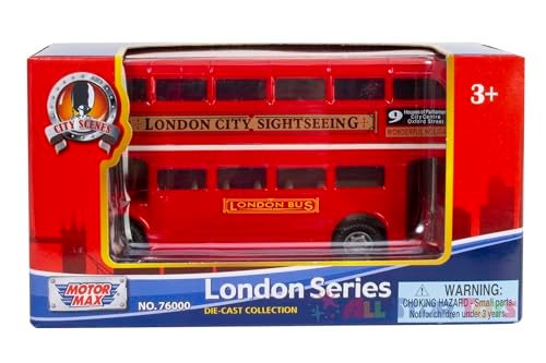 MOTORMAX London Double Decker Bus , Red - Motormax 76002 - 4.75" Diecast Model Toy Car - Image 2