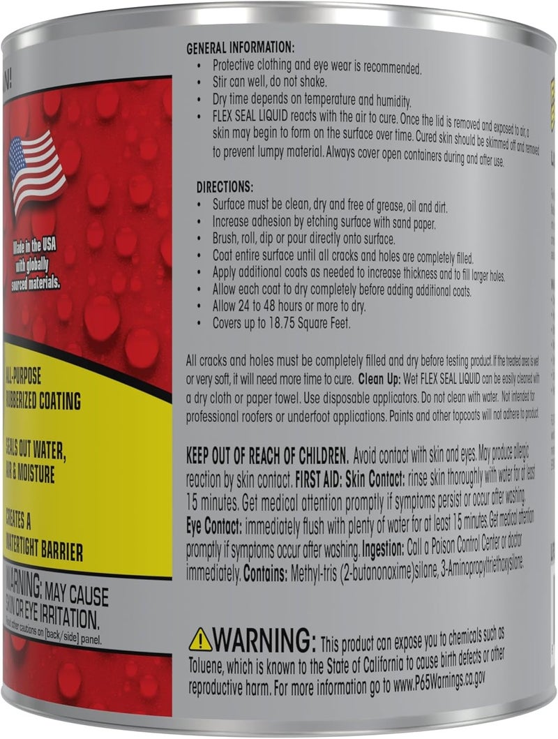Flex Seal مانع تسرب مطاطي، مقاوم للماء، مرن، قابل للتنفس، ومقاوم للأشعة فوق البنفسجية، إصلاح الأسطح، القبو، المركبات الترفيهية، المخيمات، المقطورات، البحرية، EPDM، البناء، شفاف، 16 أونصة - Image 2