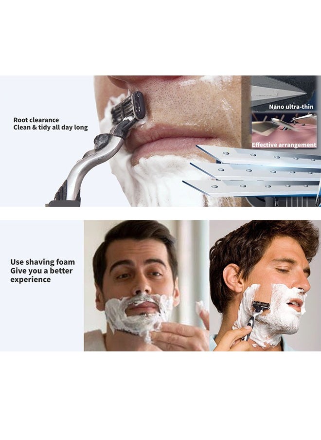 Kinmed - Razor Blades for Men, 3-edge razor blades,Refills,Manual Razors Precision Cut Stainless Steel Blades with Dual Lubrication, Lubrastrip for a More Comfortable Shave - Image 1