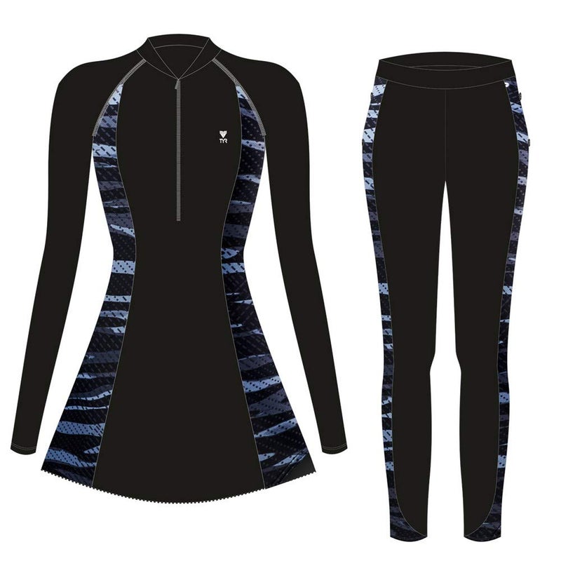 TYR Nylon Crypsis Aerofit 2Pc Women Fullsuit, XS/30 (Black-Titanium) - Image 4
