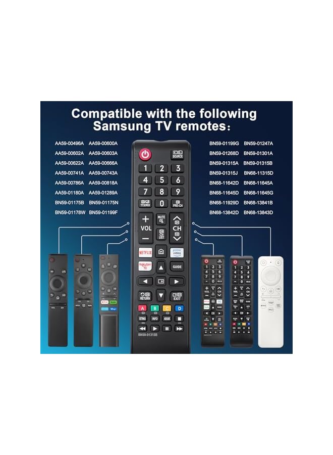 The Bros For Samsung Smart TV Remote Control, Universal Replacement for All Samsung LED QLED SUHD UHD HDR LCD Frame Curved Solar HDTV 3D 4K 8K Smart TVs - Image 4