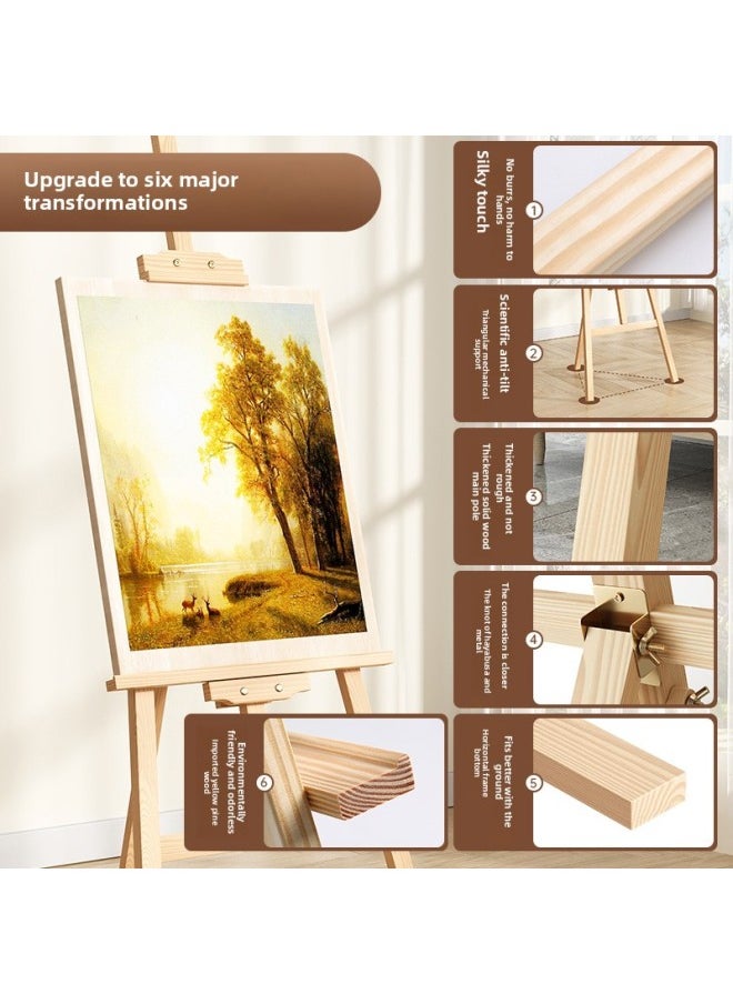 Easel Art Student Special Sketch Drawing Board Stand Display Stand Foldable 4k Children Portable Sketch Wooden Oil-Color:1.75m Walnut Color Easel [imported Yellow Pine]