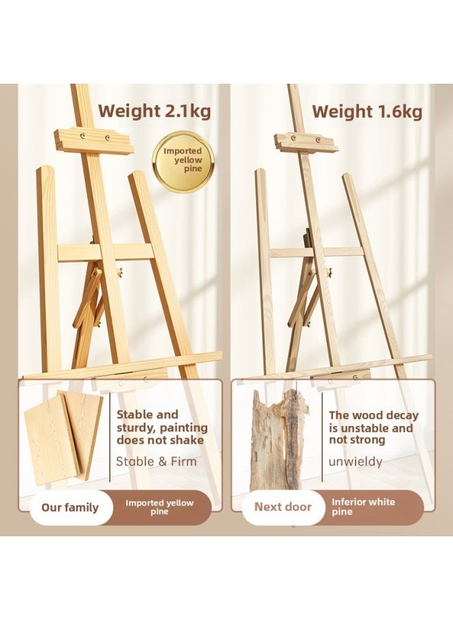 Easel Art Student Special Sketch Drawing Board Stand Display Stand Foldable 4k Children Portable Sketch Wooden Oil-Color:1.75m Walnut Color Easel [imported Yellow Pine]