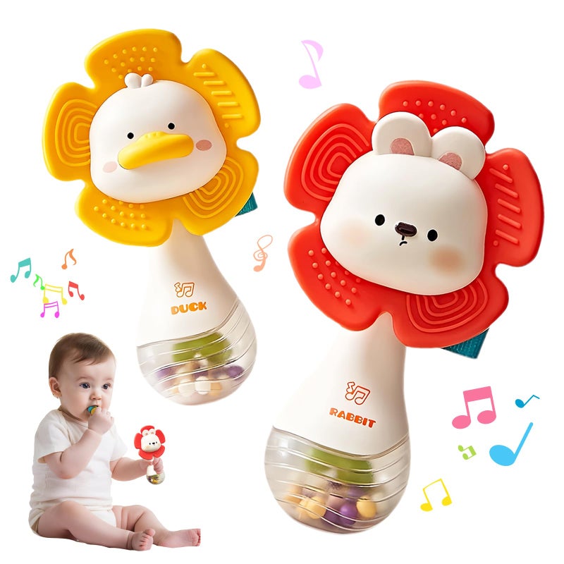 weirtoya 2 PCS Baby Rattles Teething Toys 36 Month Baby Toys for 06 Months Infant Toy Sensory Toys with Beads Grasping Shaker Newborn Must Haves Montessori Toys Babies Gifts - Image 2