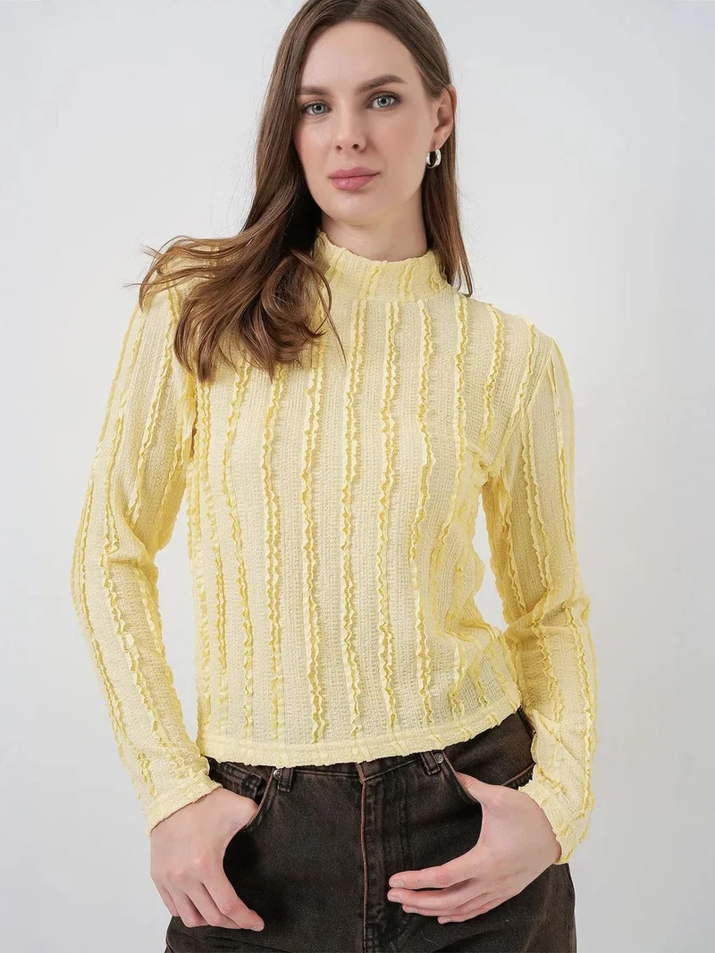 BIG DART BDART Textured Slim Fit Half Turtleneck Blouse
