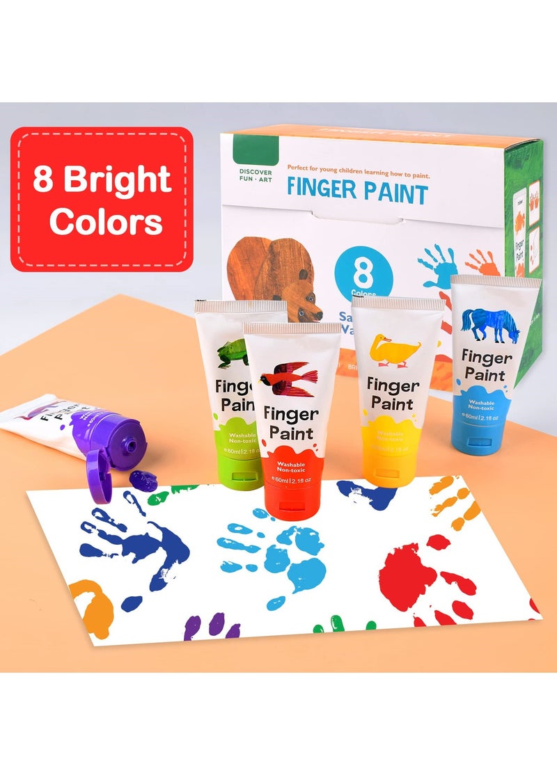Finger Paints For Toddlers Non Toxic Washable Finger Paint Set For Kids Art Supplies For Kids My First Fingerpaint Kit Washable Paint For Kids Diy Crafts Painting (8 Color) - Image 5