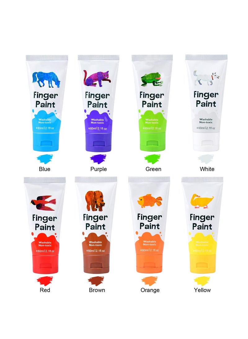 Finger Paints For Toddlers Non Toxic Washable Finger Paint Set For Kids Art Supplies For Kids My First Fingerpaint Kit Washable Paint For Kids Diy Crafts Painting (8 Color) - Image 2