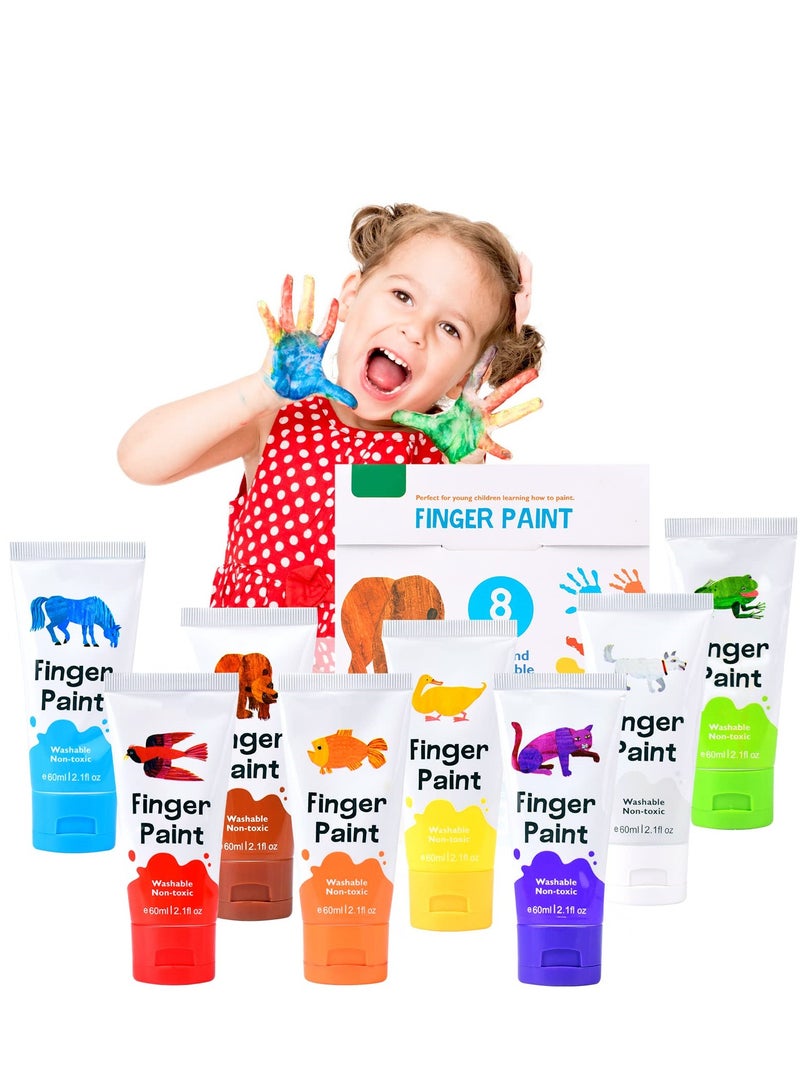 Finger Paints For Toddlers Non Toxic Washable Finger Paint Set For Kids Art Supplies For Kids My First Fingerpaint Kit Washable Paint For Kids Diy Crafts Painting (8 Color) - Image 1