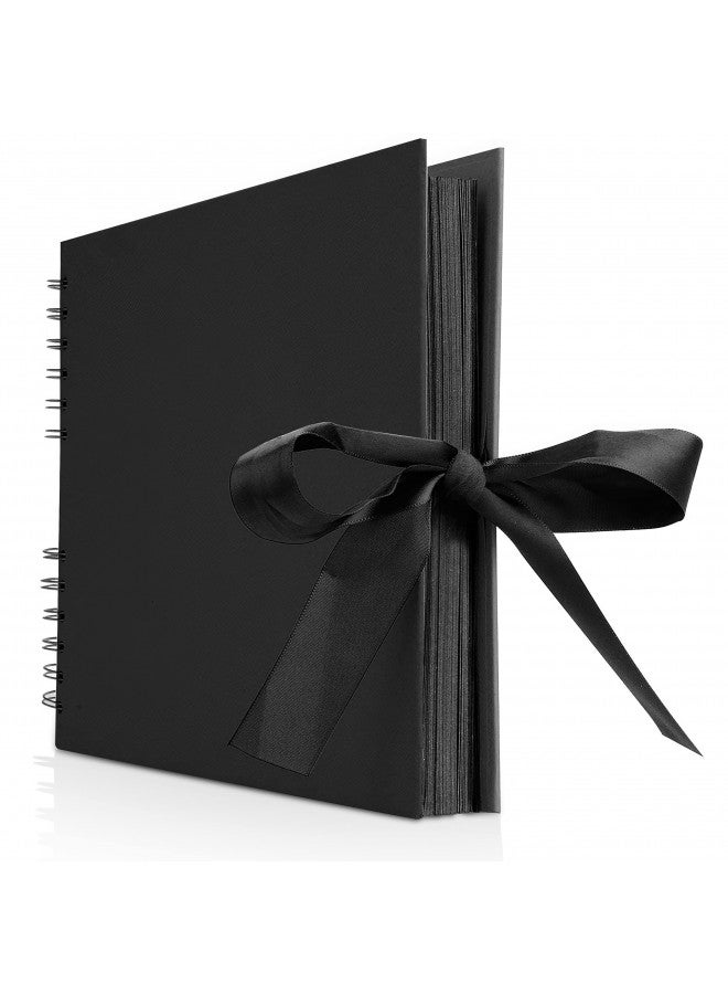 INNOCHEER Photo Album Scrapbook - Photo Album Self Adhesive 80 Black Pages, Large Photo Album Scrap Book Wedding Guest Book for DIY Anniversary Travel Memory Scrapbooking (Black 8X12) - Image 1