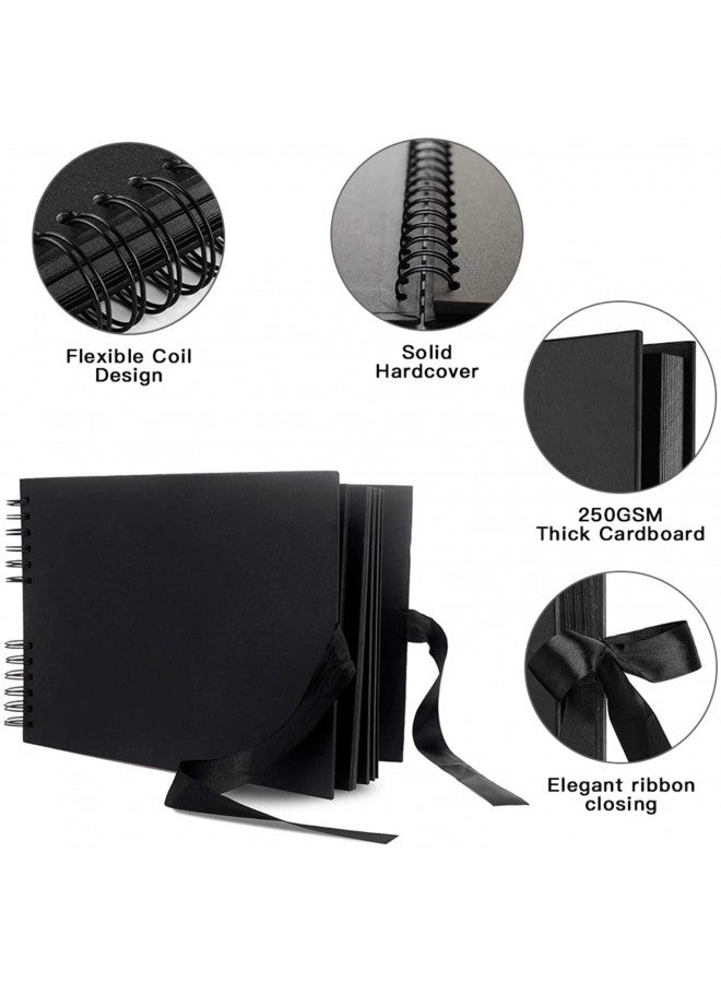 INNOCHEER Photo Album Scrapbook - Photo Album Self Adhesive 80 Black Pages, Large Photo Album Scrap Book Wedding Guest Book for DIY Anniversary Travel Memory Scrapbooking (Black 8X12) - Image 3