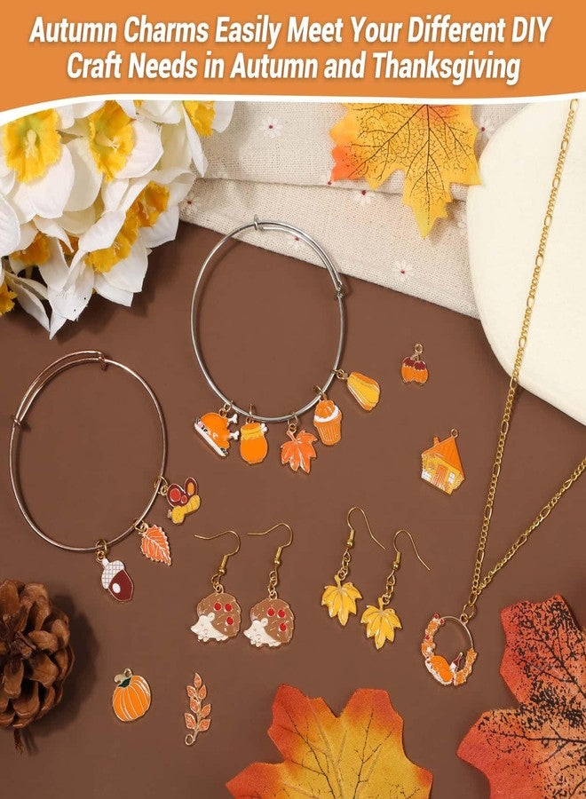 Acejoz 100Pcs 50 Pairs Fall Charms for Jewelry Making and Bracelets, Thanksgiving Autumn Charms Gold Enamel Jewelry Pendants for Earring Bracelet Necklace Crafts Making - Image 5