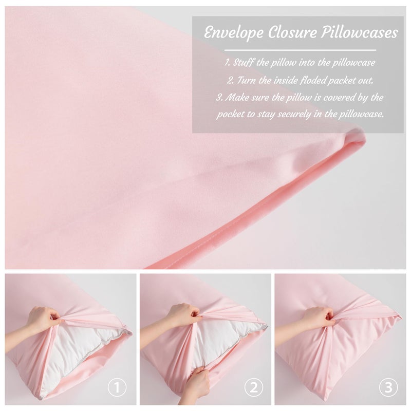 NTBAY Standard Pillow Cases Set of 2  2 Pack Brushed Microfiber 20x26 Pillow Cases  Soft  Wrinkle  Fade  Stain Resistant Blush Pink Pillow Cases with Envelope Closure  20x26 Inches  Blush Pink - Image 4