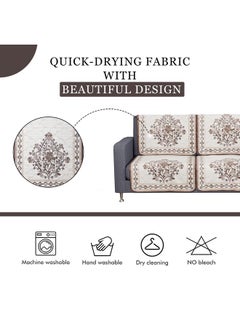 Kuber Industries Kuber Industries Sofa Cover | Net 2+1+1 Seater Sofa Slip Cover Set | Couch Sofa Cover Set | Sofa Cover for Home | Sofa Slipcover for Living Room | Flower Digital Embroidery Print-730 | Brown  - Image 5