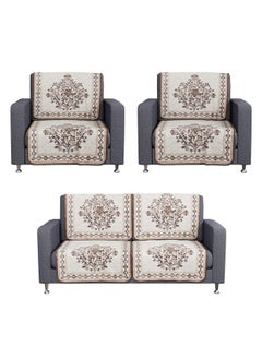 Kuber Industries Kuber Industries Sofa Cover | Net 2+1+1 Seater Sofa Slip Cover Set | Couch Sofa Cover Set | Sofa Cover for Home | Sofa Slipcover for Living Room | Flower Digital Embroidery Print-730 | Brown  - Image 2