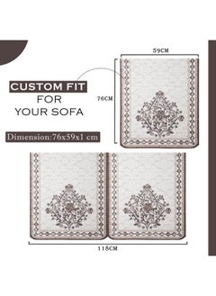 Kuber Industries Kuber Industries Sofa Cover | Net 2+1+1 Seater Sofa Slip Cover Set | Couch Sofa Cover Set | Sofa Cover for Home | Sofa Slipcover for Living Room | Flower Digital Embroidery Print-730 | Brown  - Image 3