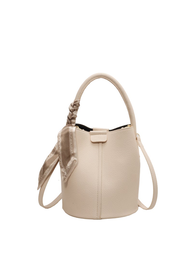 Generic 2024 Designer Sling Bag Silk Scarf Bucket Creamy-white 