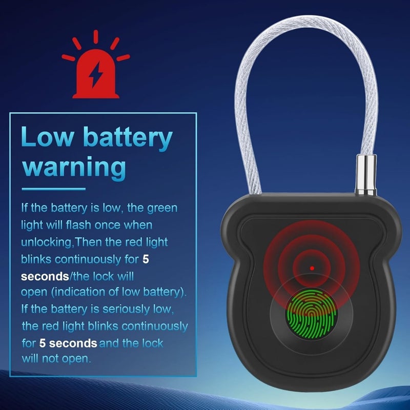 Smart Fingerprint Luggage Locks Biometric Metal Keyless Thumbprint Padlock Waterproof USB Rechargeable For Suitcase Toolbox Backpack Bag Gym Locker 3 PCS Set - Image 3