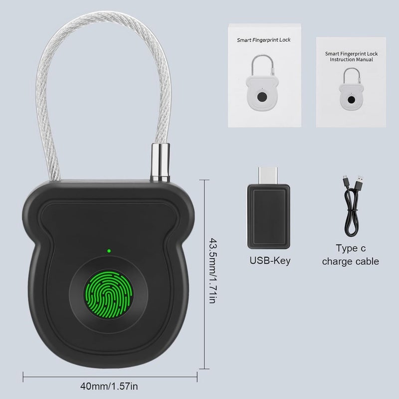Smart Fingerprint Luggage Locks Biometric Metal Keyless Thumbprint Padlock Waterproof USB Rechargeable For Suitcase Toolbox Backpack Bag Gym Locker 3 PCS Set - Image 5