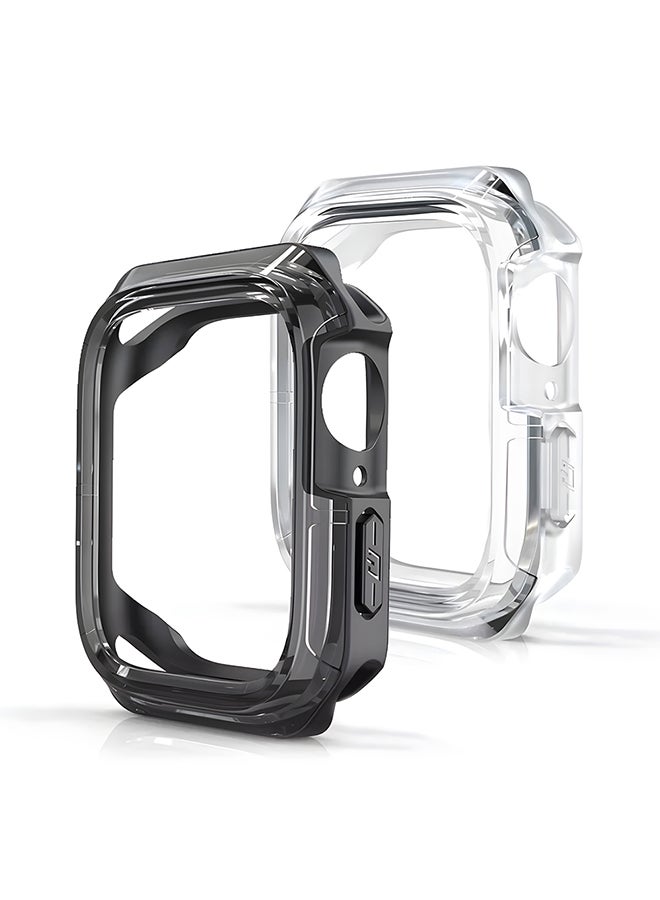 O Ozone (Pack of 2) Case Compatible with Apple Watch 10 Series 46mm, Anti-Scratch Shockproof TPU Protective Case Full Coverage Bumper Shell Case Cover - Transparent Black and Clear - Image 1