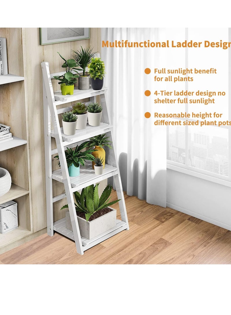 Generic 𝐅𝐅𝐃 4-Tier A-Frame Plant Shelf for Indoor & Outdoor, Multi-Tier Flower Stand for Balcony, Garden, Patio, Living Room – Space-Saving Rustic Wooden Display Rack  - Image 3