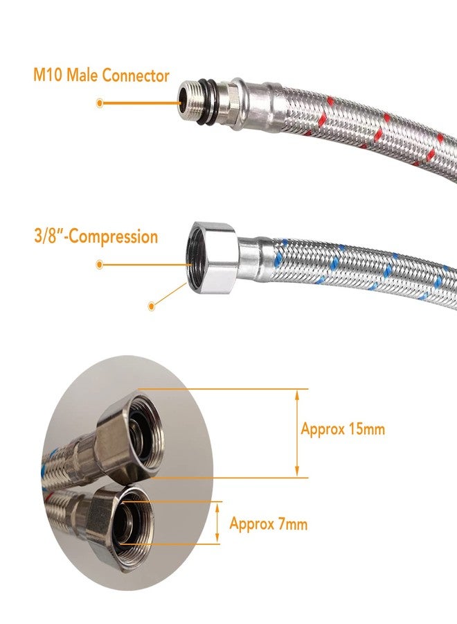 Hoimpro 24-Inch Long Bathroom Kitchen Faucet Connector Braided Stainless Steel Supply Hose,cUPC Hose 1 pair 3/8-Inch Female Compression Thread x M10 Male Connector, x 2 Pcs - Image 4