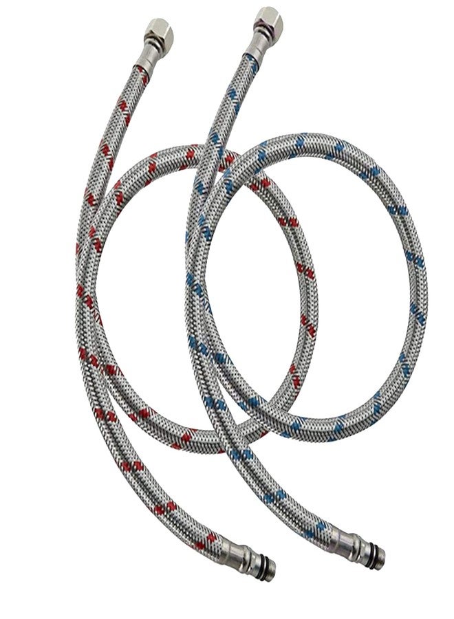 Hoimpro 24-Inch Long Bathroom Kitchen Faucet Connector Braided Stainless Steel Supply Hose,cUPC Hose 1 pair 3/8-Inch Female Compression Thread x M10 Male Connector, x 2 Pcs - Image 1