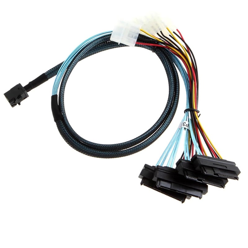 Multiple Drives Connection Cable MiniSAS SFF 8643 to Four 29Pin SFF 8482 with Big 4P Power for Professional MiniSAS Cable - Image 1