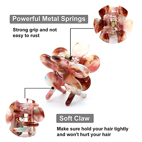 Cobahom Mini Hair Clips: 6-Pack Flower Hair Claw Clamps, 1.26 Inch Cellulose Acetate Jaw Styling Accessories for Thin Hair, Multicolor No-Slip Clamps for Women and Girls - Image 4