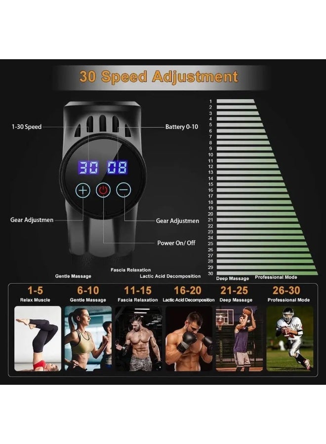 Original Handheld Deep Tissue Massage Gun – 30 Speed Levels, Percussion Therapy, LED Touch Screen - Image 4