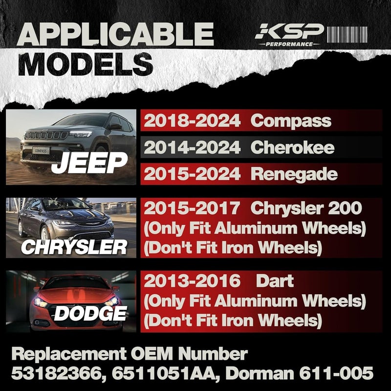 KSP 20pcs ET Wheel Lug Bolts M12x1.25 for 2018-2024 Je/ep Renegade Cherokee Compass Dodg-e Dart, 19mm Hex 28mm Length One-Piece Wheel Bolts Replaces 6509933AA 611-005, Chrome