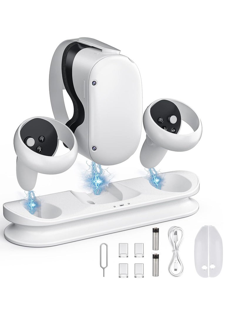 SYOSI VR Charging Dock for Oculus Quest 2/Meta Quest 2, VR Headset Charging Stand Compatible with Quest 2, Wall Mount Charging Station with LED Light,2 Rechargeable Batteries, and USB-C Charger Cable - Image 1