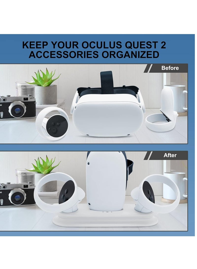 SYOSI VR Charging Dock for Oculus Quest 2/Meta Quest 2, VR Headset Charging Stand Compatible with Quest 2, Wall Mount Charging Station with LED Light,2 Rechargeable Batteries, and USB-C Charger Cable - Image 3