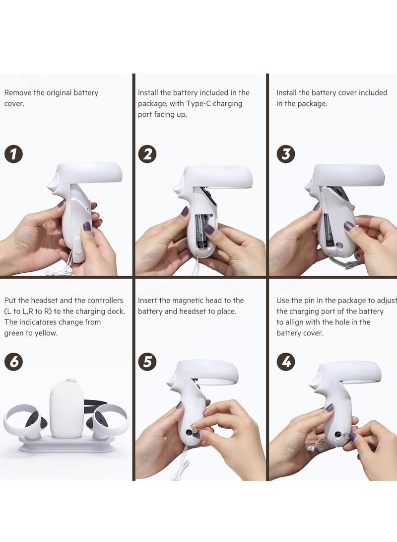 SYOSI VR Charging Dock for Oculus Quest 2/Meta Quest 2, VR Headset Charging Stand Compatible with Quest 2, Wall Mount Charging Station with LED Light,2 Rechargeable Batteries, and USB-C Charger Cable - Image 5