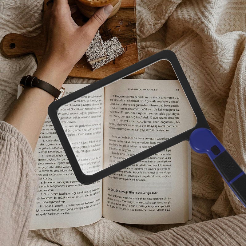 SUPVOX 48 LED Handheld Foldable Magnifier Light Large Page Tool Reading Assistance Seniors Low Vision Black - Image 5