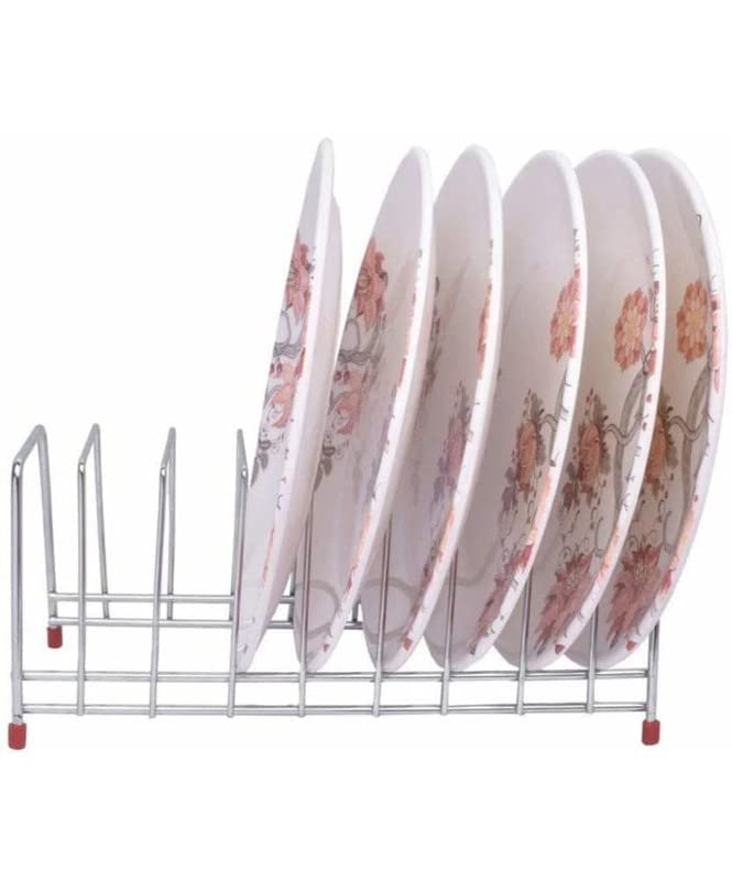 Zepdos® Stainless Steel Square Plate Rack for Kitchen | Dish Rack | Thali Stand for Kitchen | Dish Stand | Utensil Rack | Chrome, 9 Plate Stand for Kitchen Cabinet (2, 9 Plate Stand) - Image 2