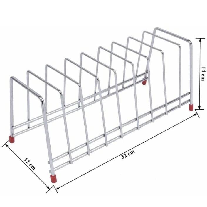 Zepdos® Stainless Steel Square Plate Rack for Kitchen | Dish Rack | Thali Stand for Kitchen | Dish Stand | Utensil Rack | Chrome, 9 Plate Stand for Kitchen Cabinet (2, 9 Plate Stand) - Image 4