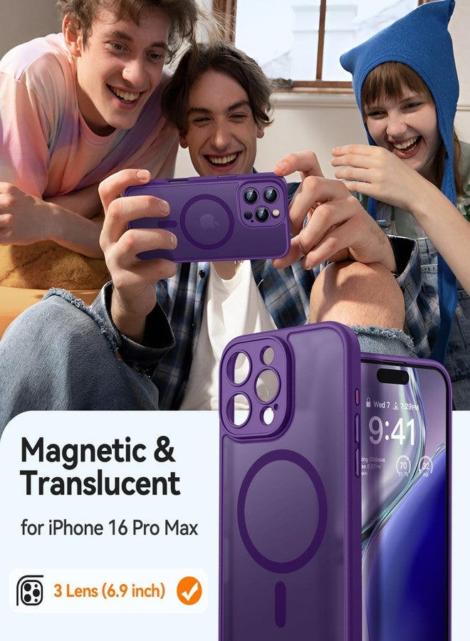 كانشن جراب CANSHN مغناطيسي متوافق مع iPhone 16 Pro Max، مُطوّر [حماية كاملة للكاميرا] [متوافق مع Magsafe] [شفاف غير لامع] غطاء حماية مقاوم للصدمات للهاتف 6.9 بوصة - بنفسجي داكن - Image 2